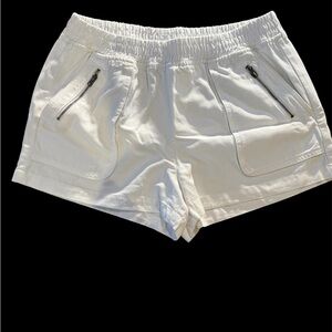 Aerie White Cargo Shorts with Zipper Details Large